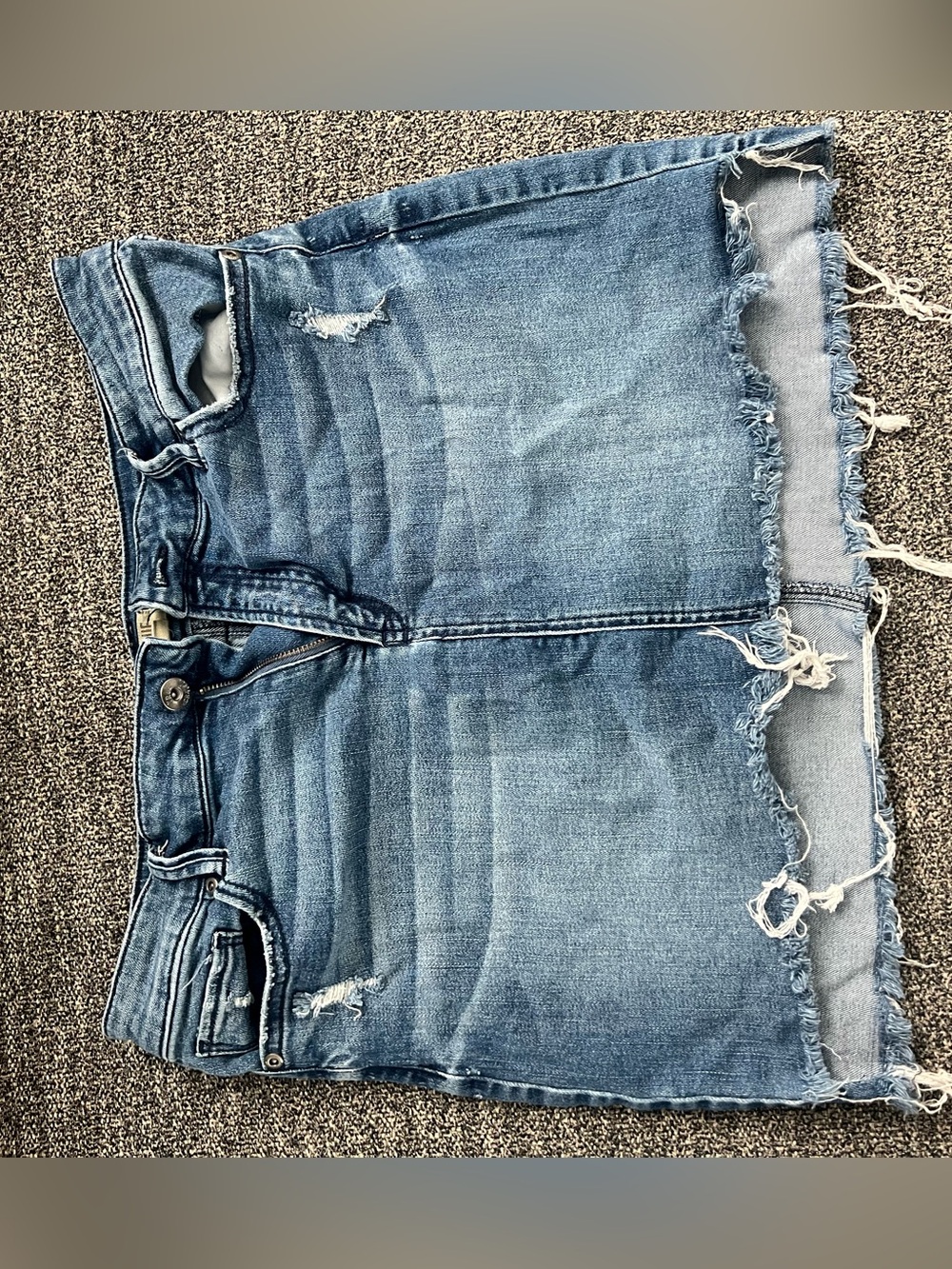 True Craft Distressed Denim Mini Skirt